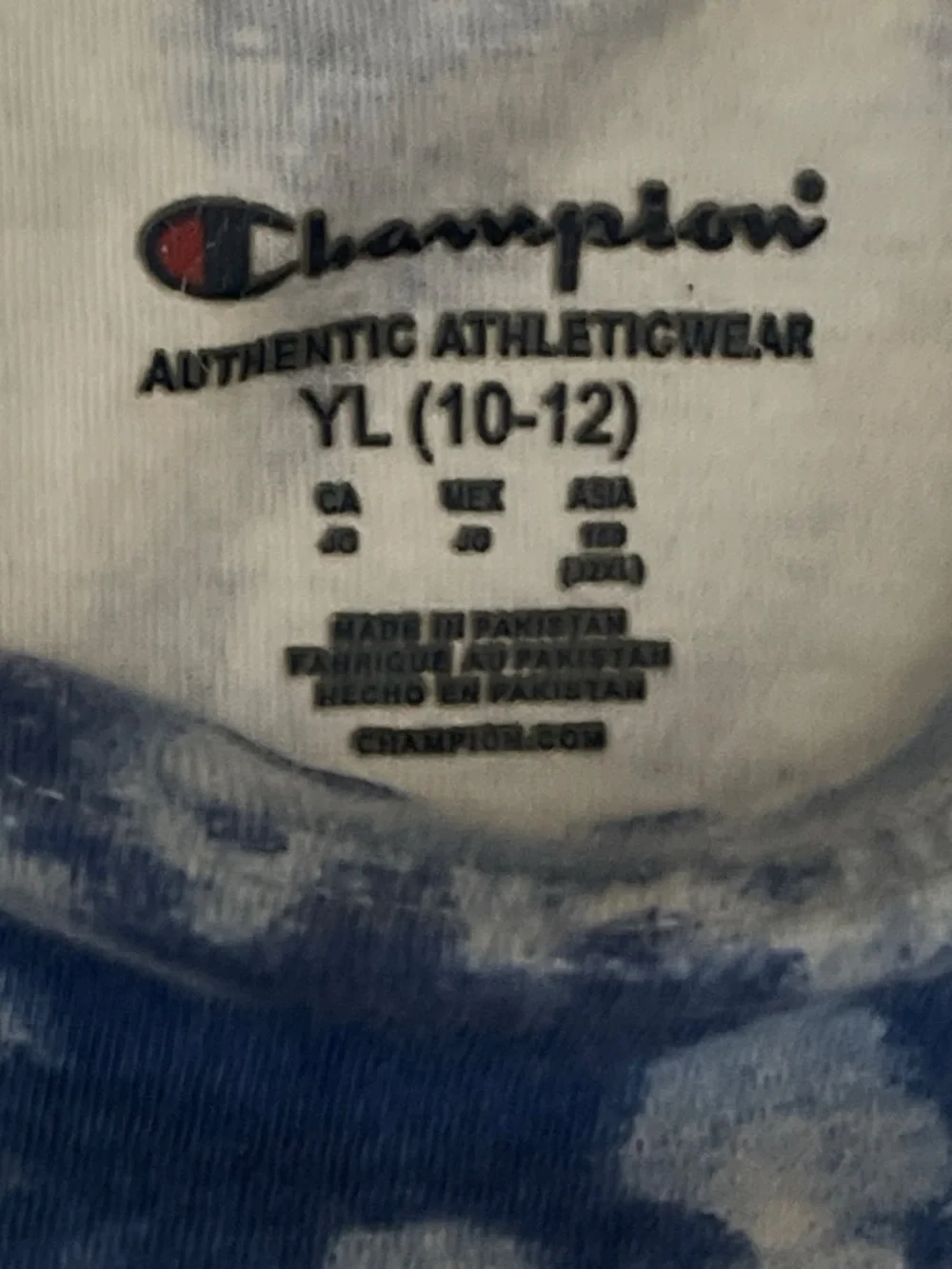 Champion Blue & White Tie-Dye GU Bulldog Crew Tee